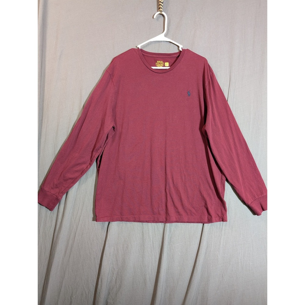 Polo Ralph Lauren Tee Shirt Long Sleeve XL Slim Fit Sleeve Maroon Men's